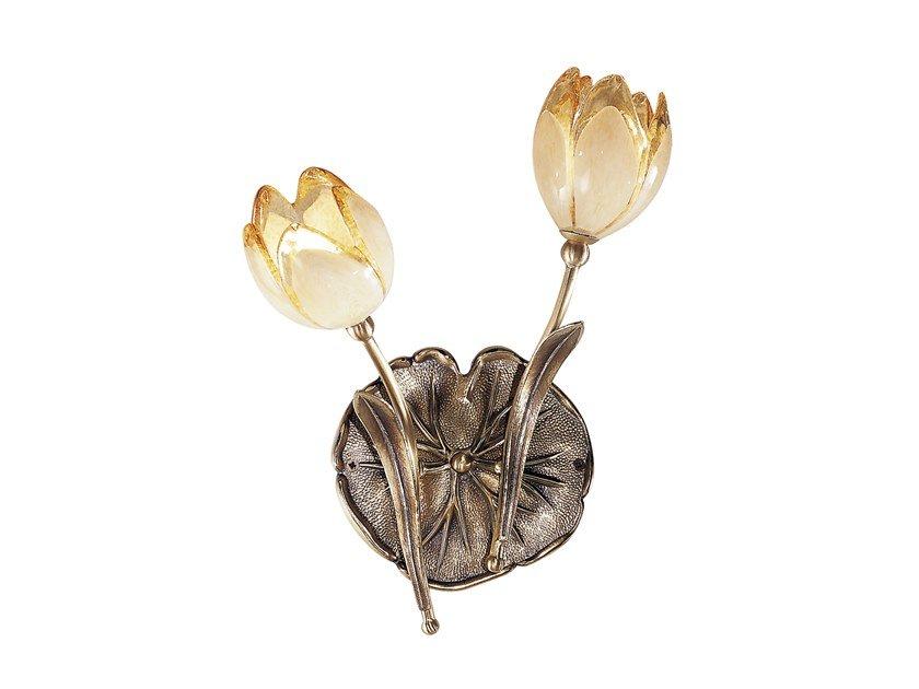 Polished antique Brass wall light with glass | Tulipani 319/a2 by Possoni Illuminazione