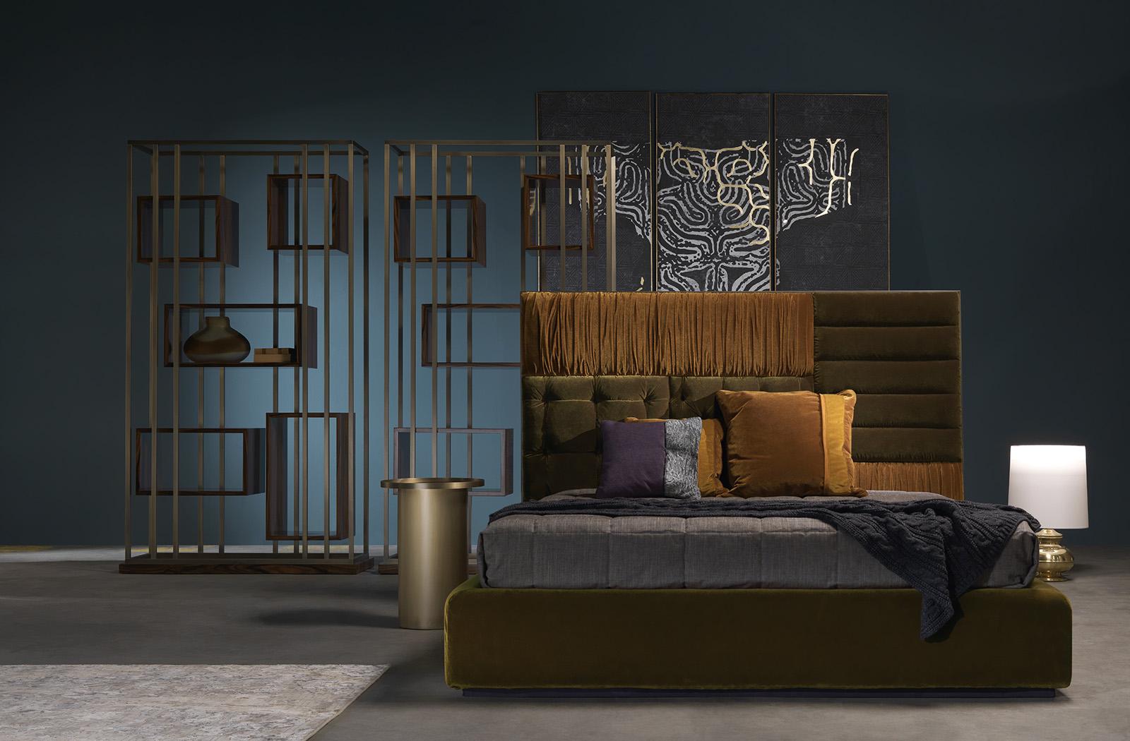 Open double-sided brass bookcase | Mackintosh by Gianfranco Ferre Home