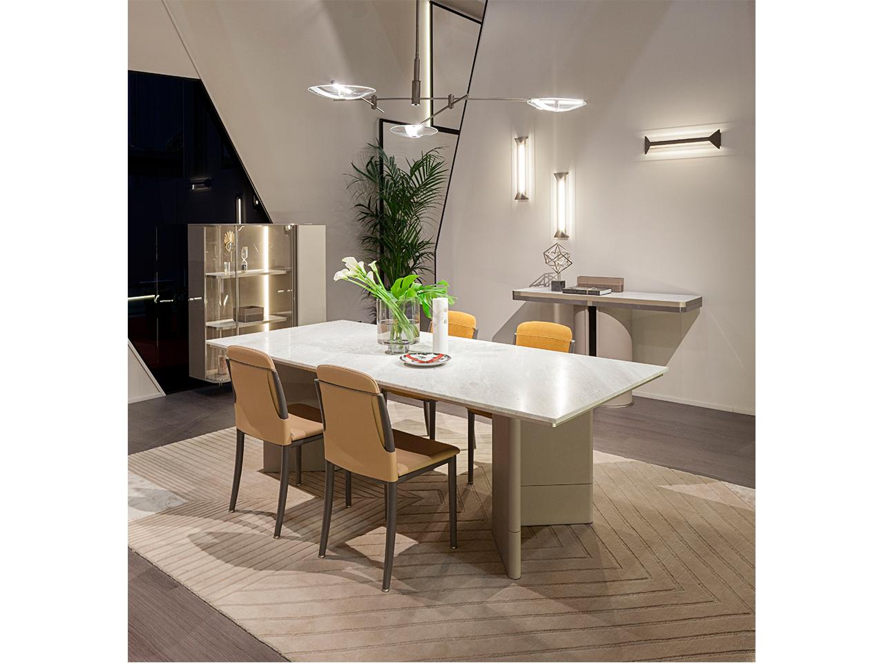 Rectangular marble and leather table | Zero by Turri