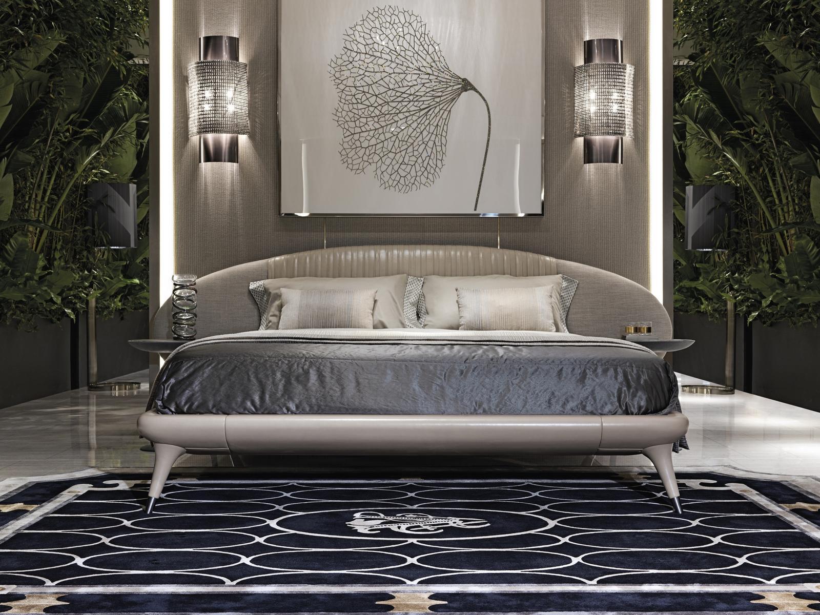 Upholstered leather double bed | Princess by Visionnair