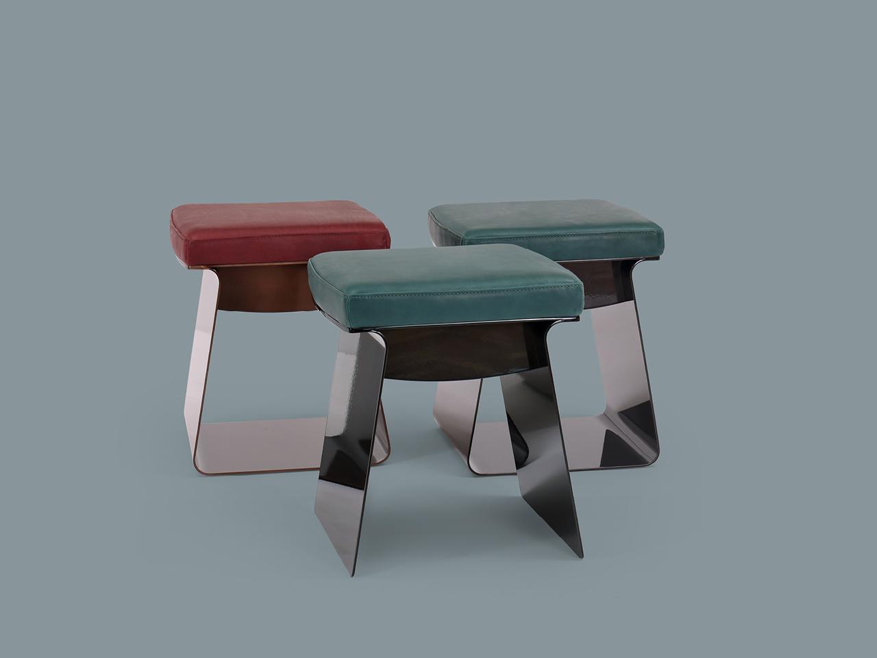 Low stool with integrated cushion | Gea by Borzalino