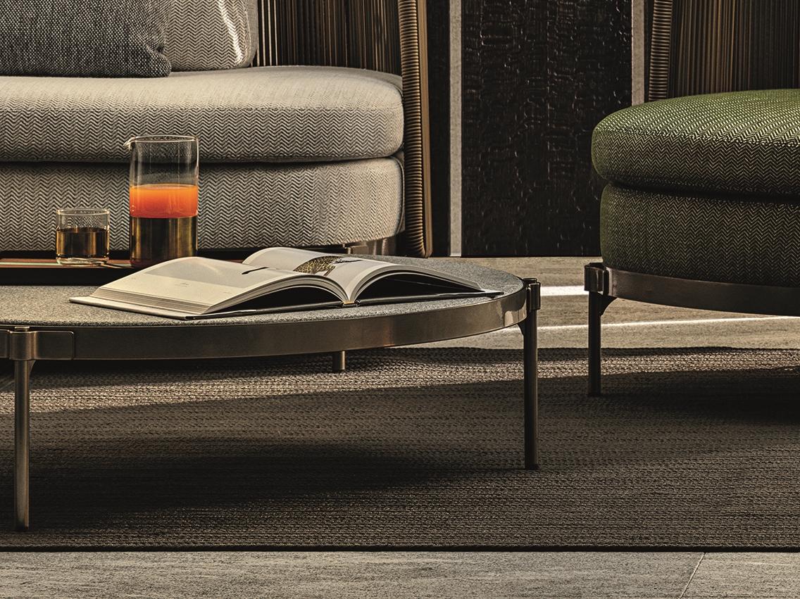Round stone garden side table | Tape Cord Outdoor by Minotti