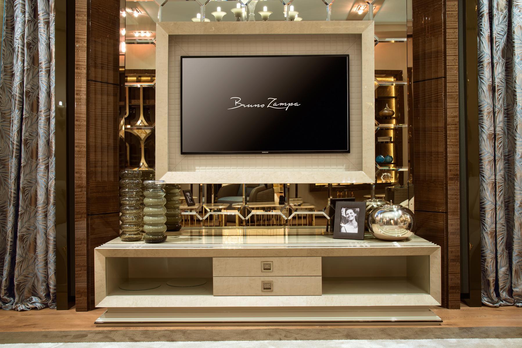 Low solid wood TV cabinet with drawers | Concorde by Bruno Zampa