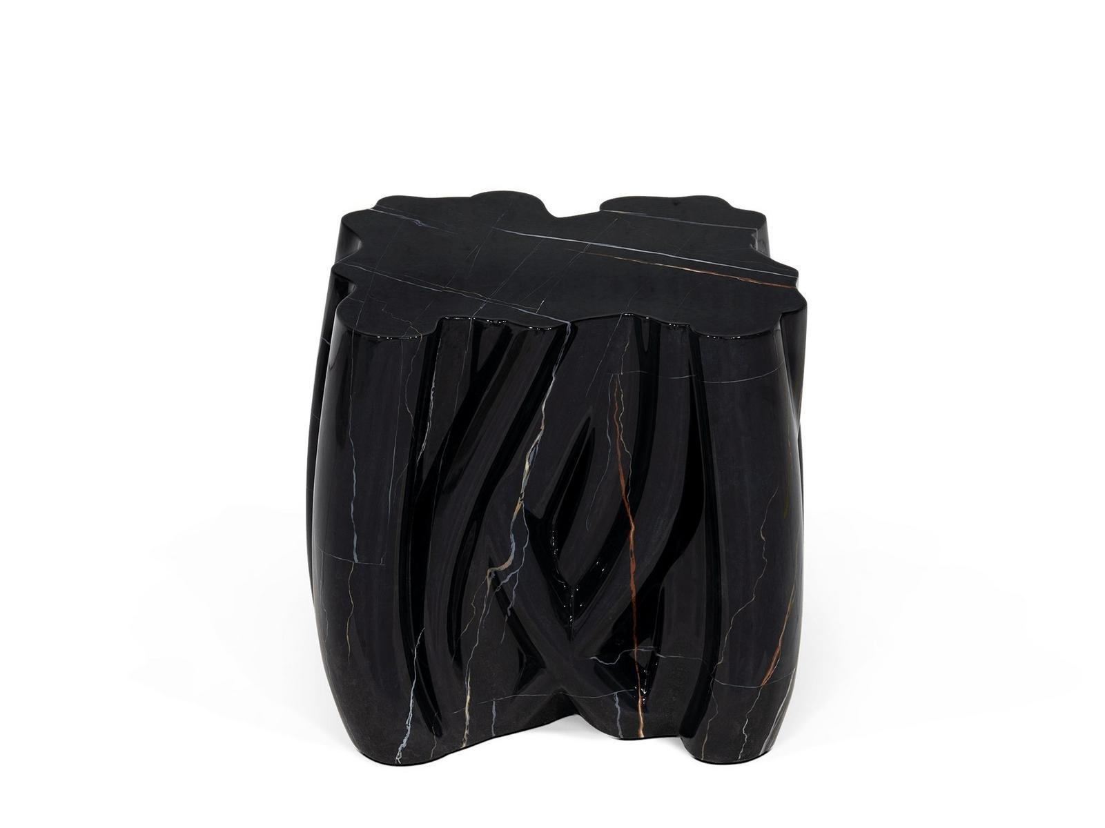 Glass-fibre side table | Monochrome Faux-marble by Boca Do Lobo