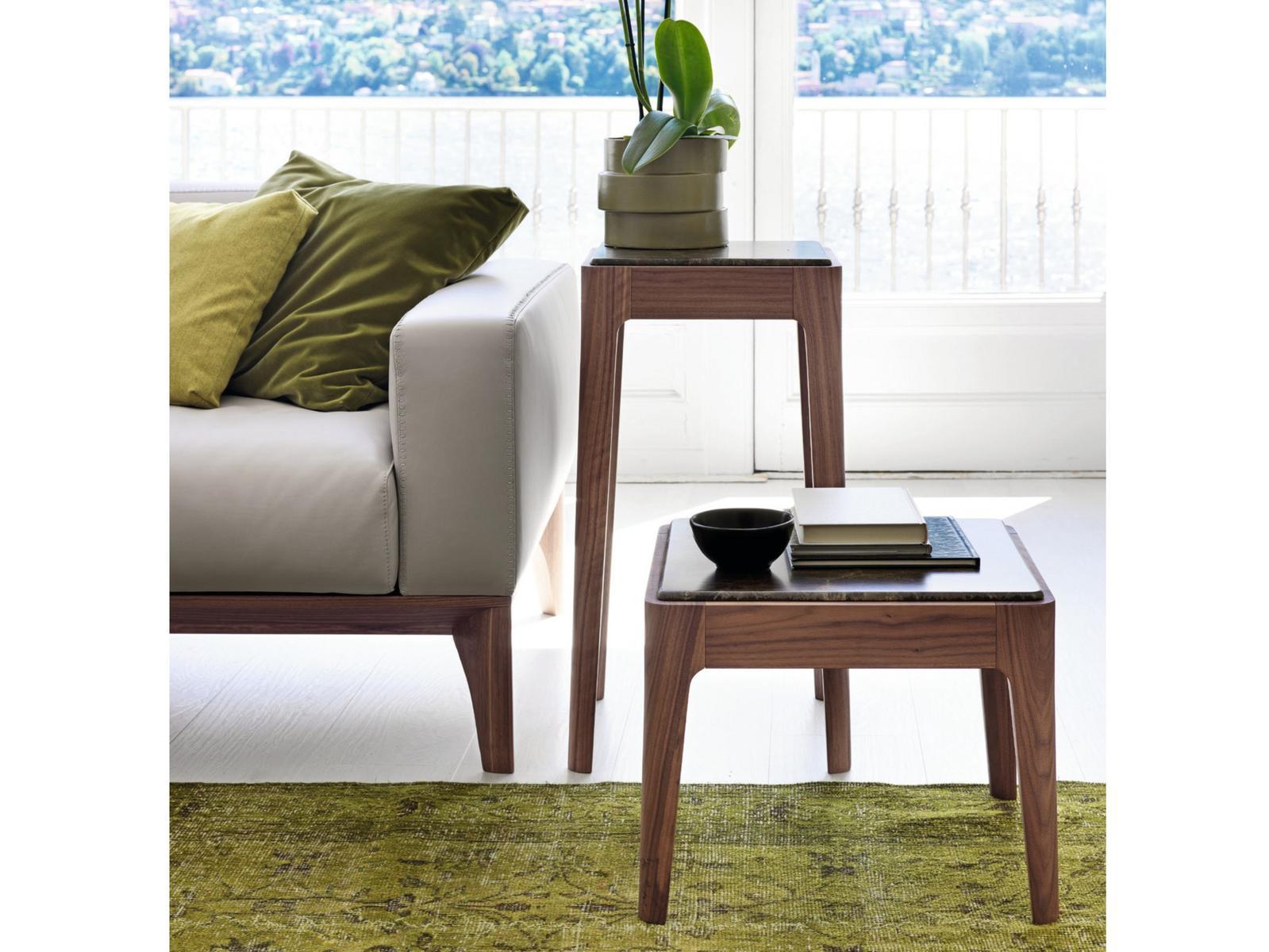 Low square walnut coffee table | Ziggy 1 by Porada