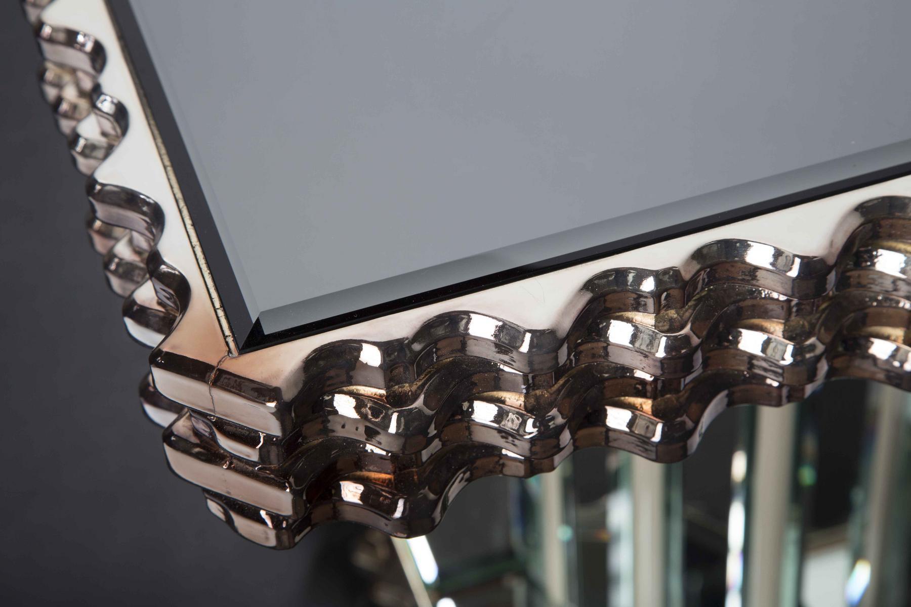 Mirrored glass and wooden high side table | Ola by Mantellassi 1926