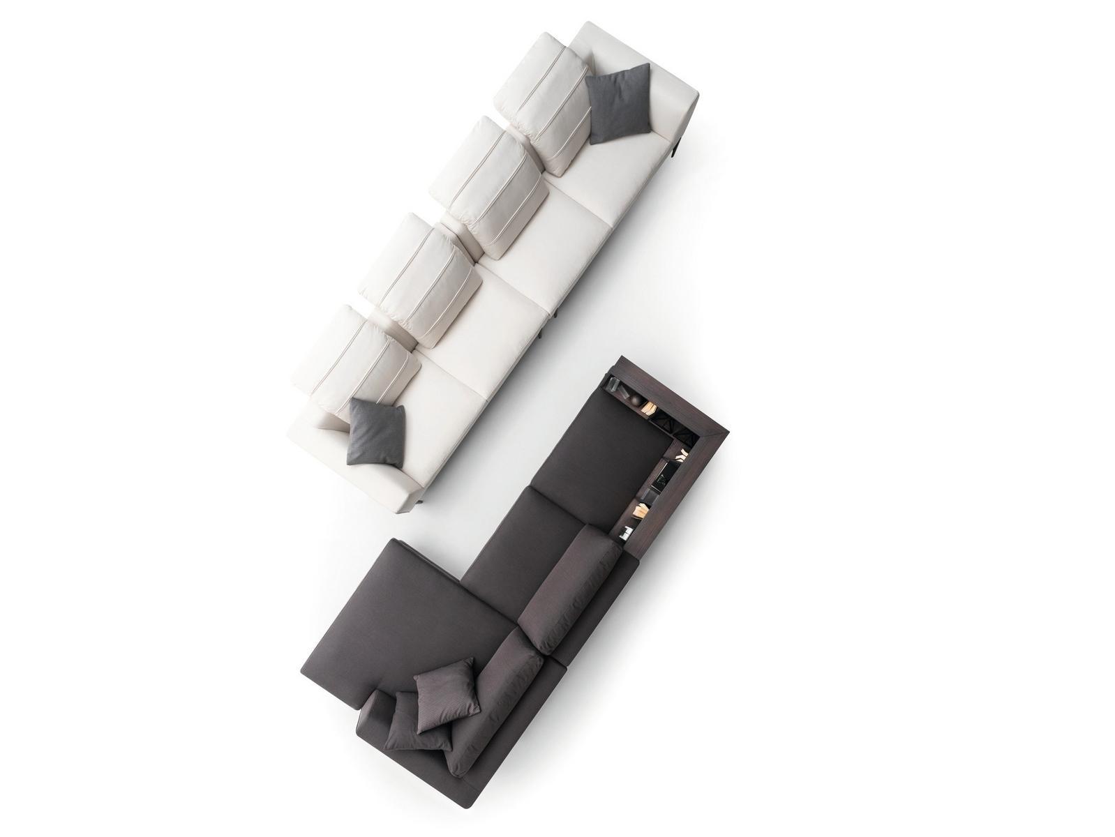 Fabric sofa with chaise longue with integrated magazine rack | Kim by Ditre Italia