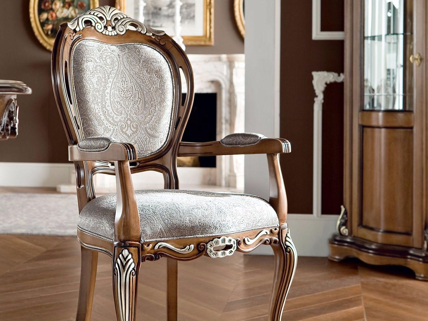 Baroque upholstered fabric chair with armrests | 13509 by Modenese Gastone