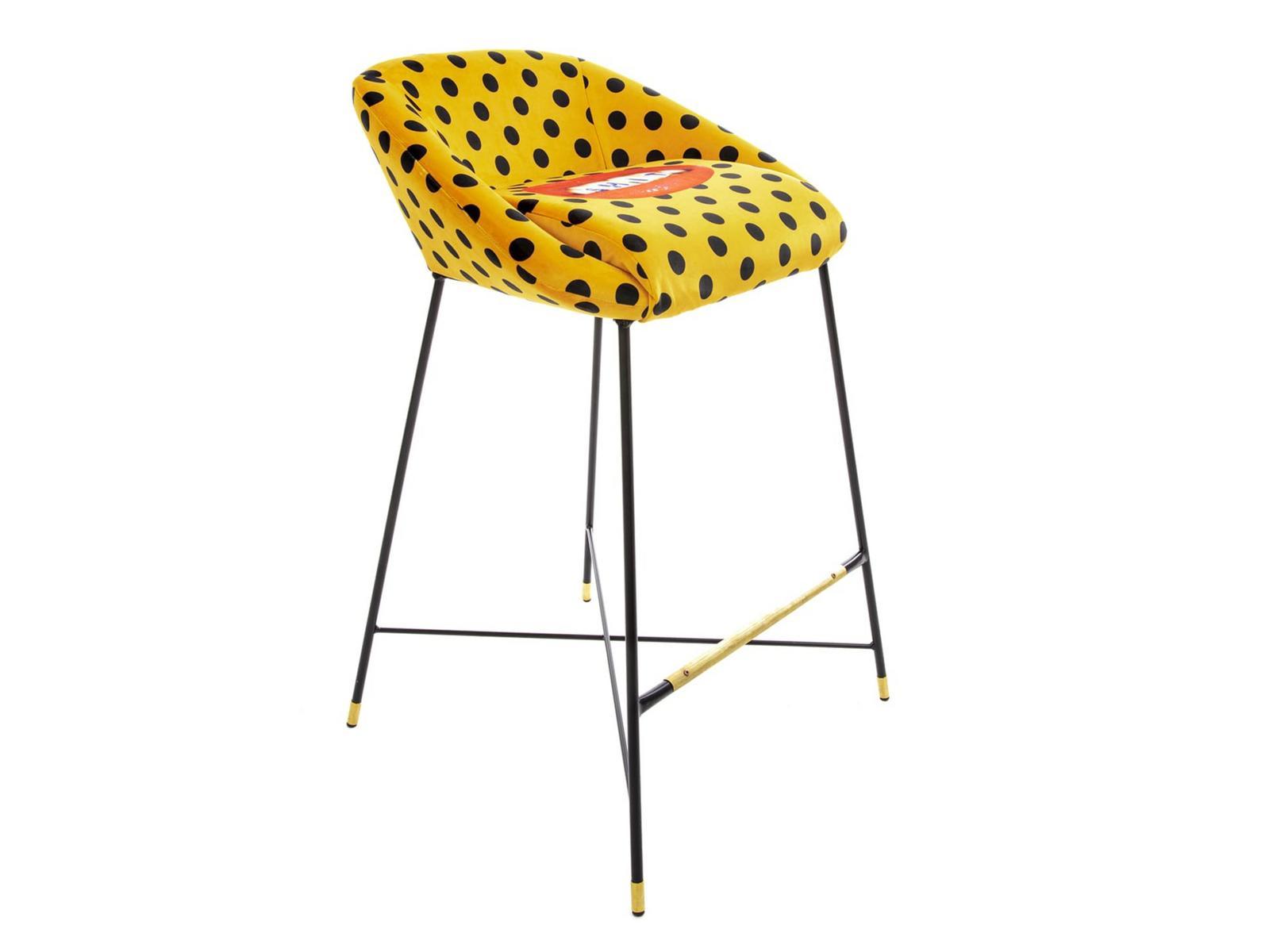 High fabric stool with back | Shit by Seletti
