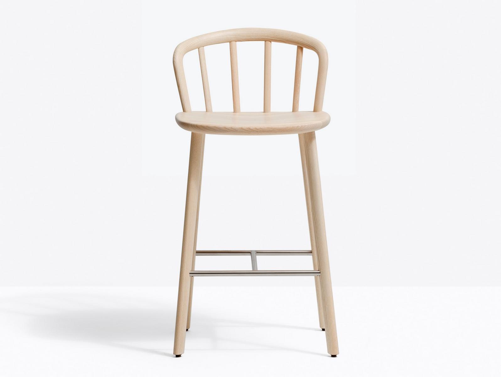 Wooden stool with back | Nym 2838 by Pedrali
