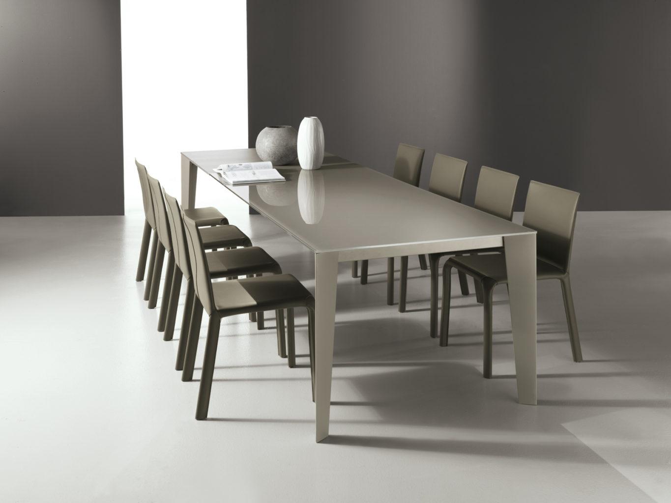Square tempered glass table | Cruz by Bontempi