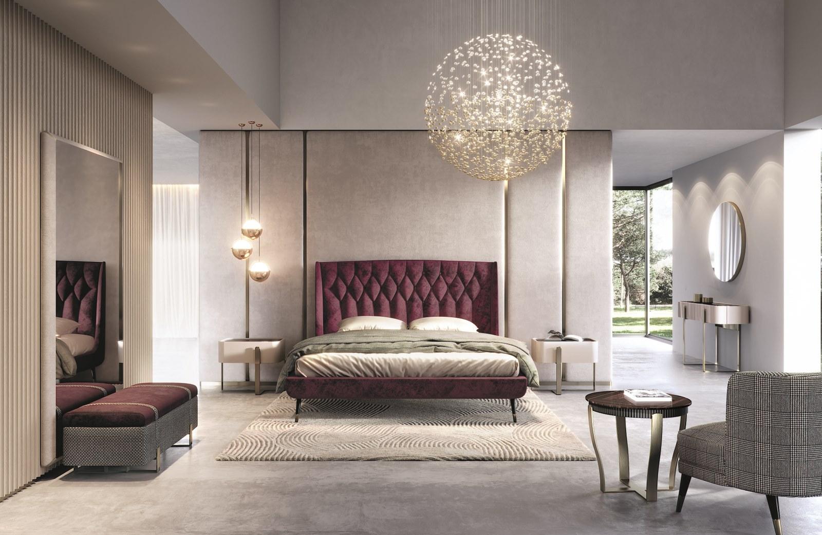 Fabric double bed with tufted headboard | Claire by Capital Collection