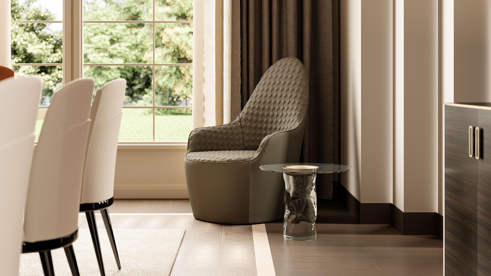 Upholstered leather armchair with armrests | Swan by Reflex