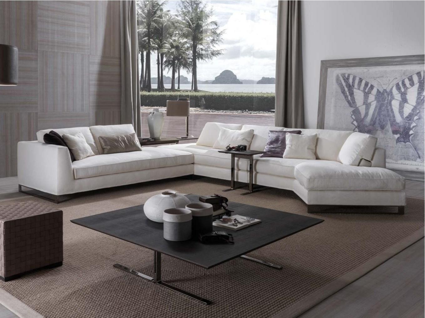 Sled base sectional fabric sofa | Davis Free by Frigerio