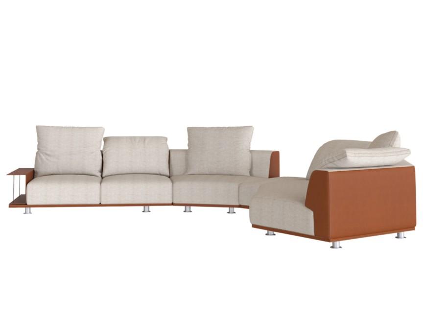 Sectional leather and fabric sofa | Grand Tour by Mantellassi 1926