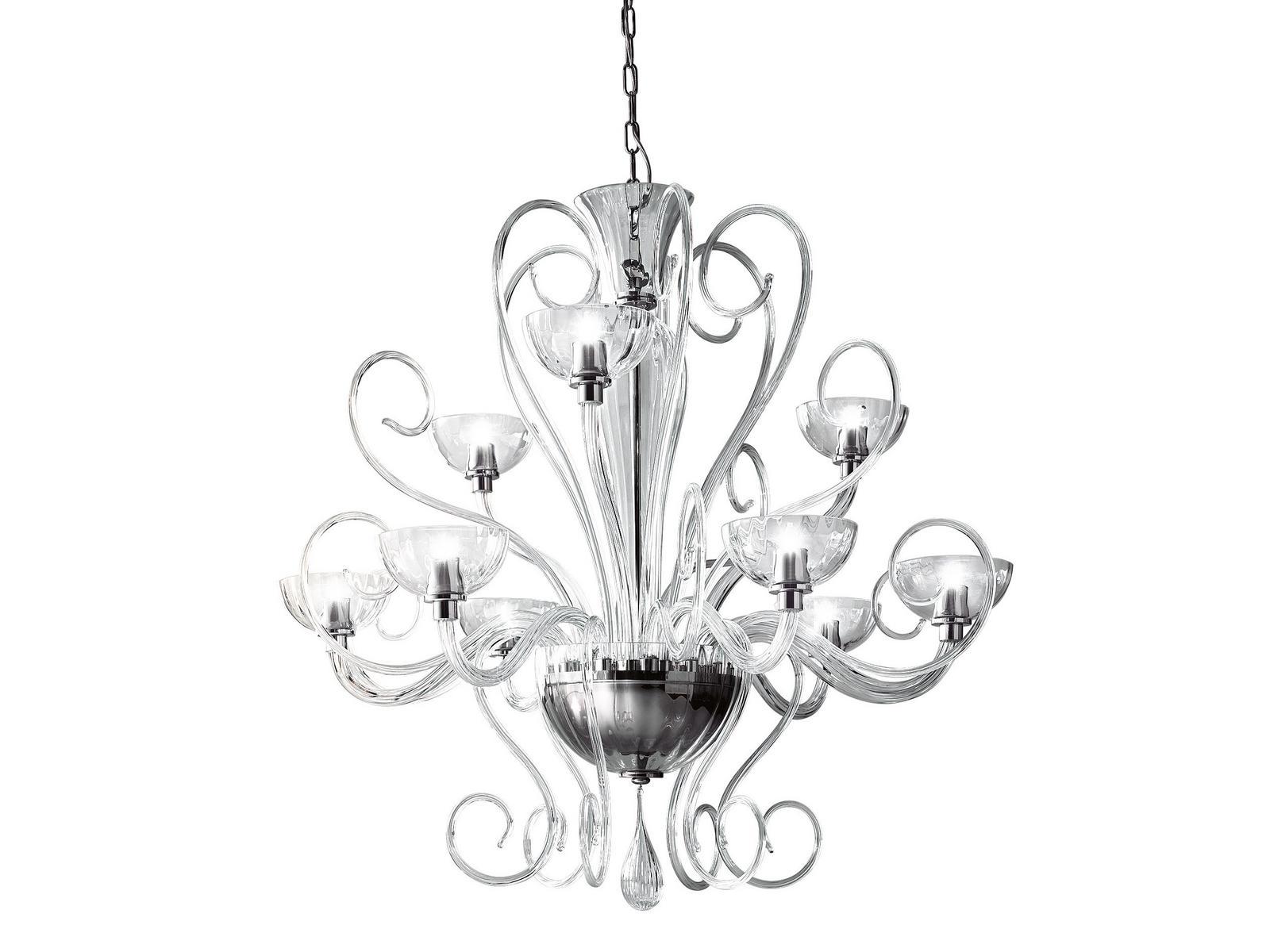 LED blown glass chandelier | Bolero L by Leucos
