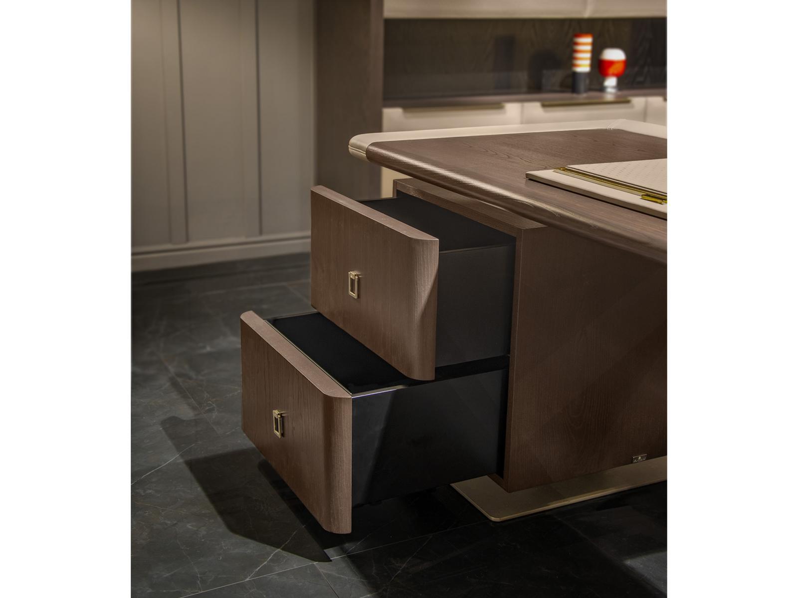 Leather executive desk with drawers | Yangoon by Formitalia