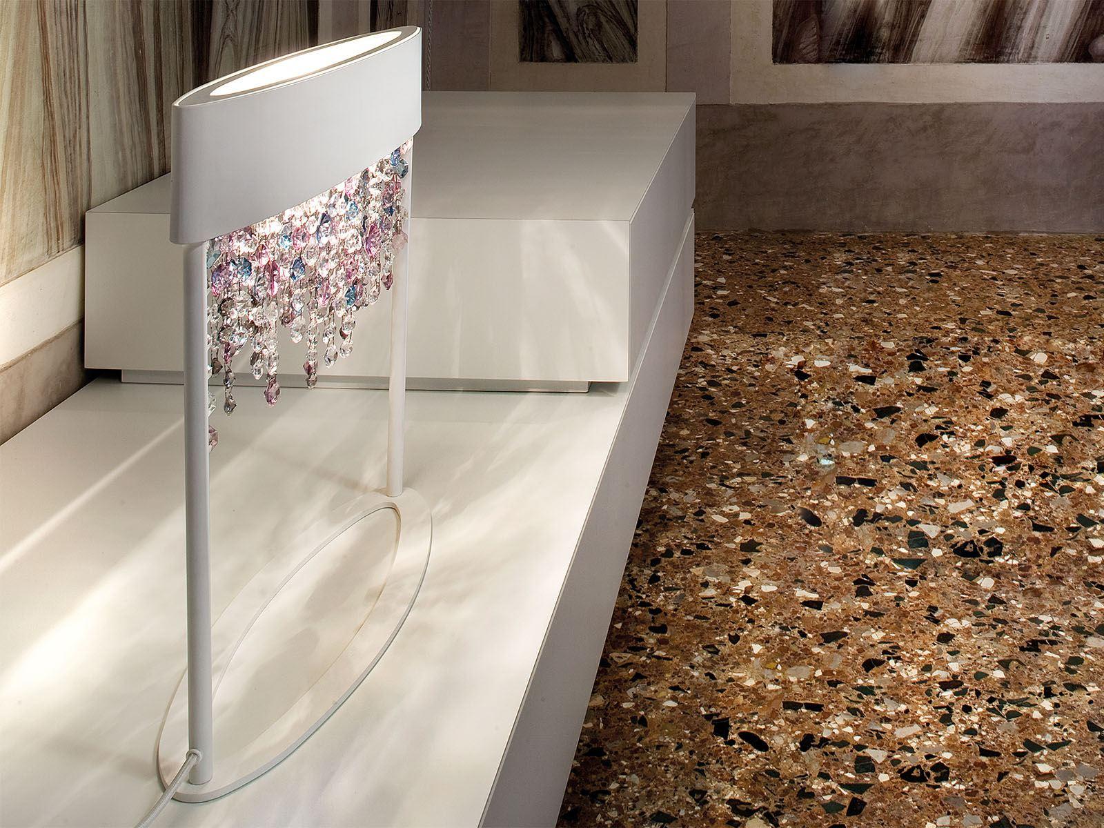 LED painted metal table lamp with crystals | Olá Tl2 by Masiero