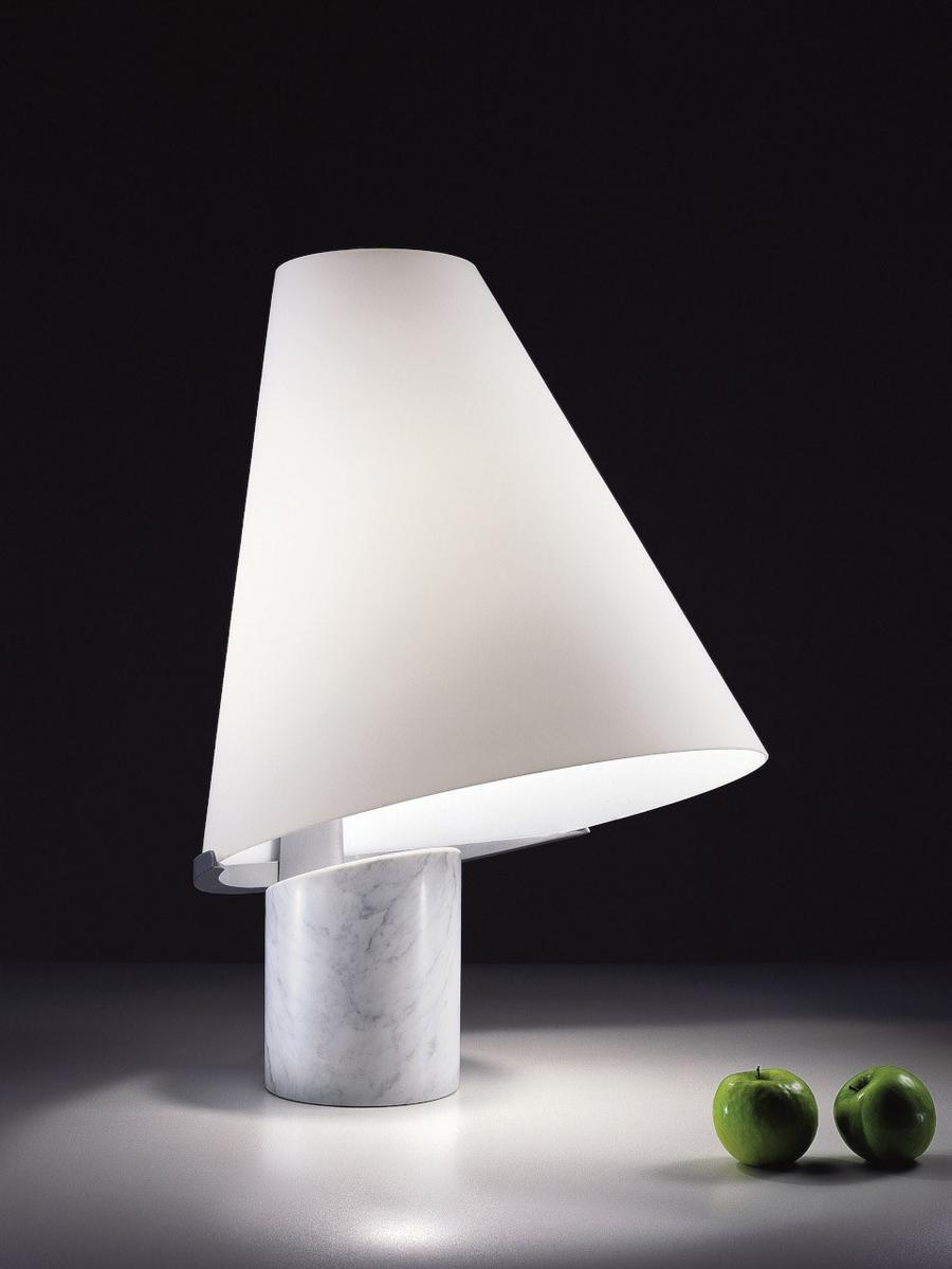 LED Carrara marble and blown glass table lamp | Micene by Leucos