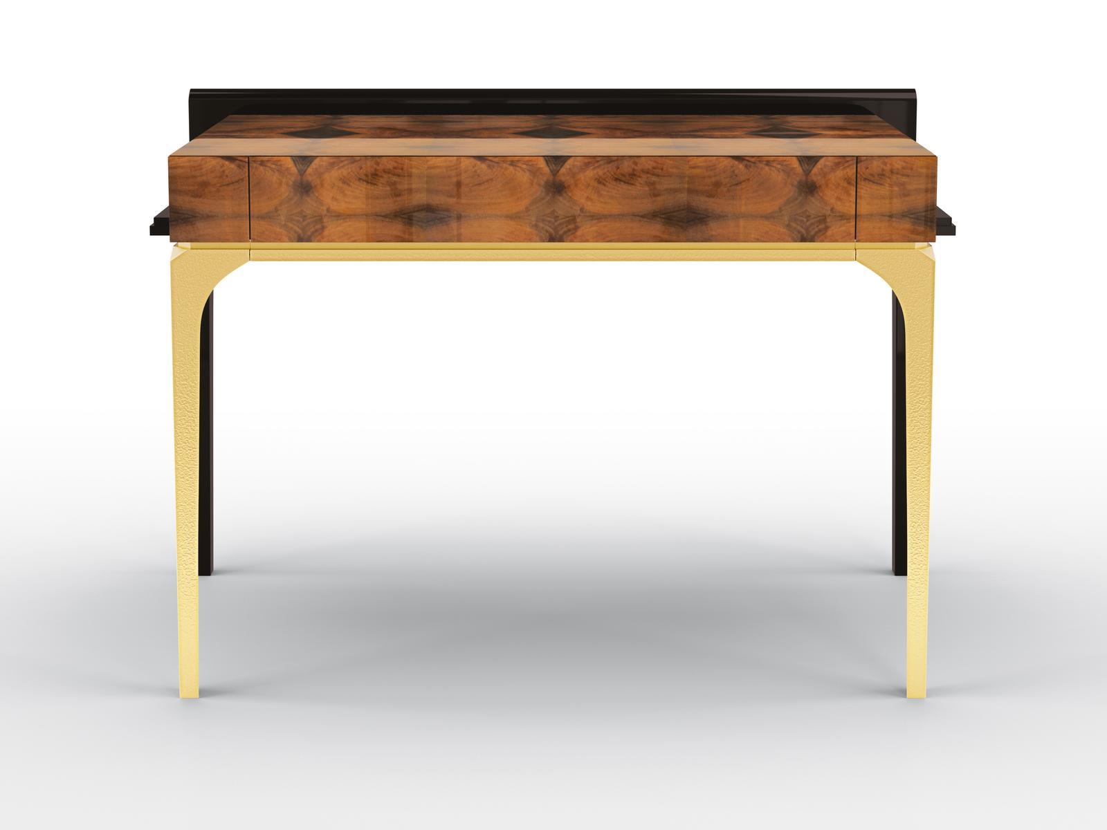 Rectangular walnut console table with drawer | Wanda by Bruno Zampa