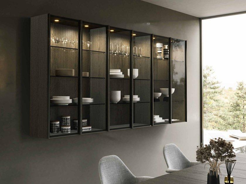 Wall-mounted display cabinet with integrated lighting | Louise by Olivieri