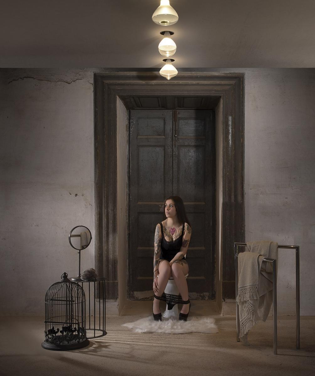 LED satin glass ceiling lamp | Makeup by Karman