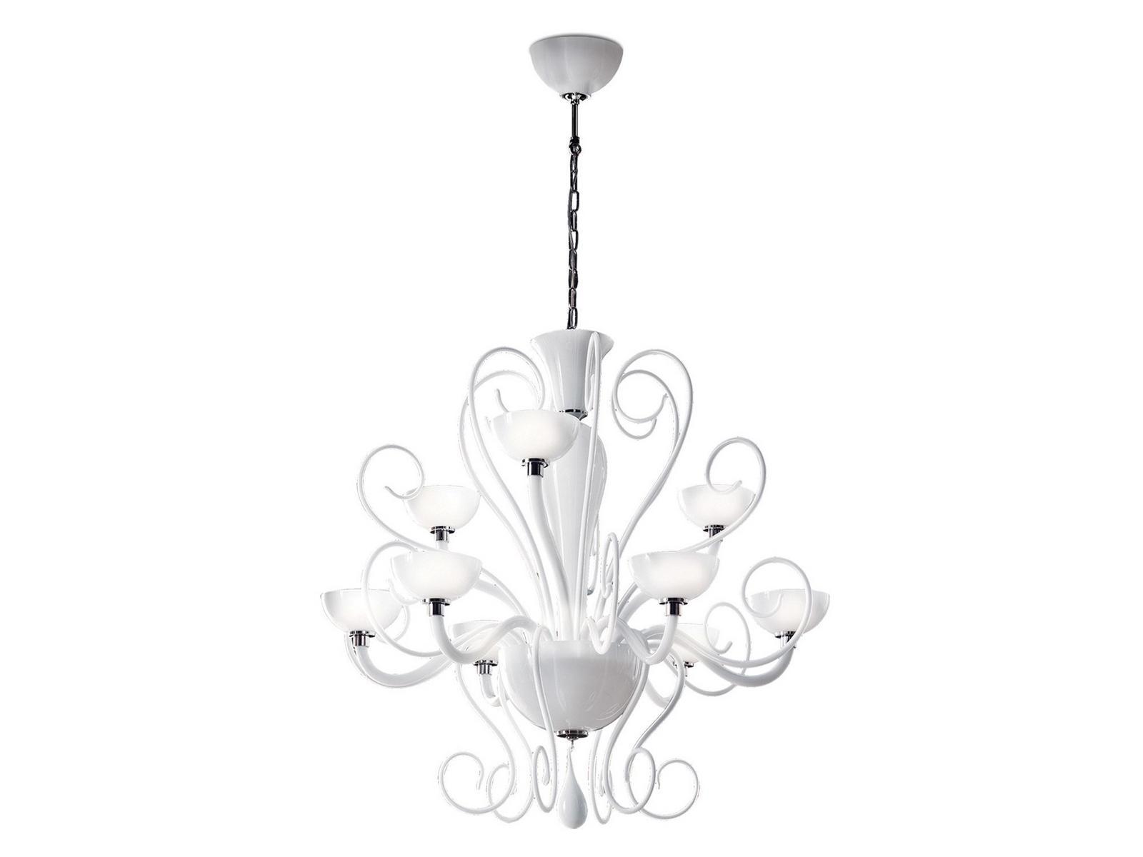 LED blown glass chandelier | Bolero L by Leucos