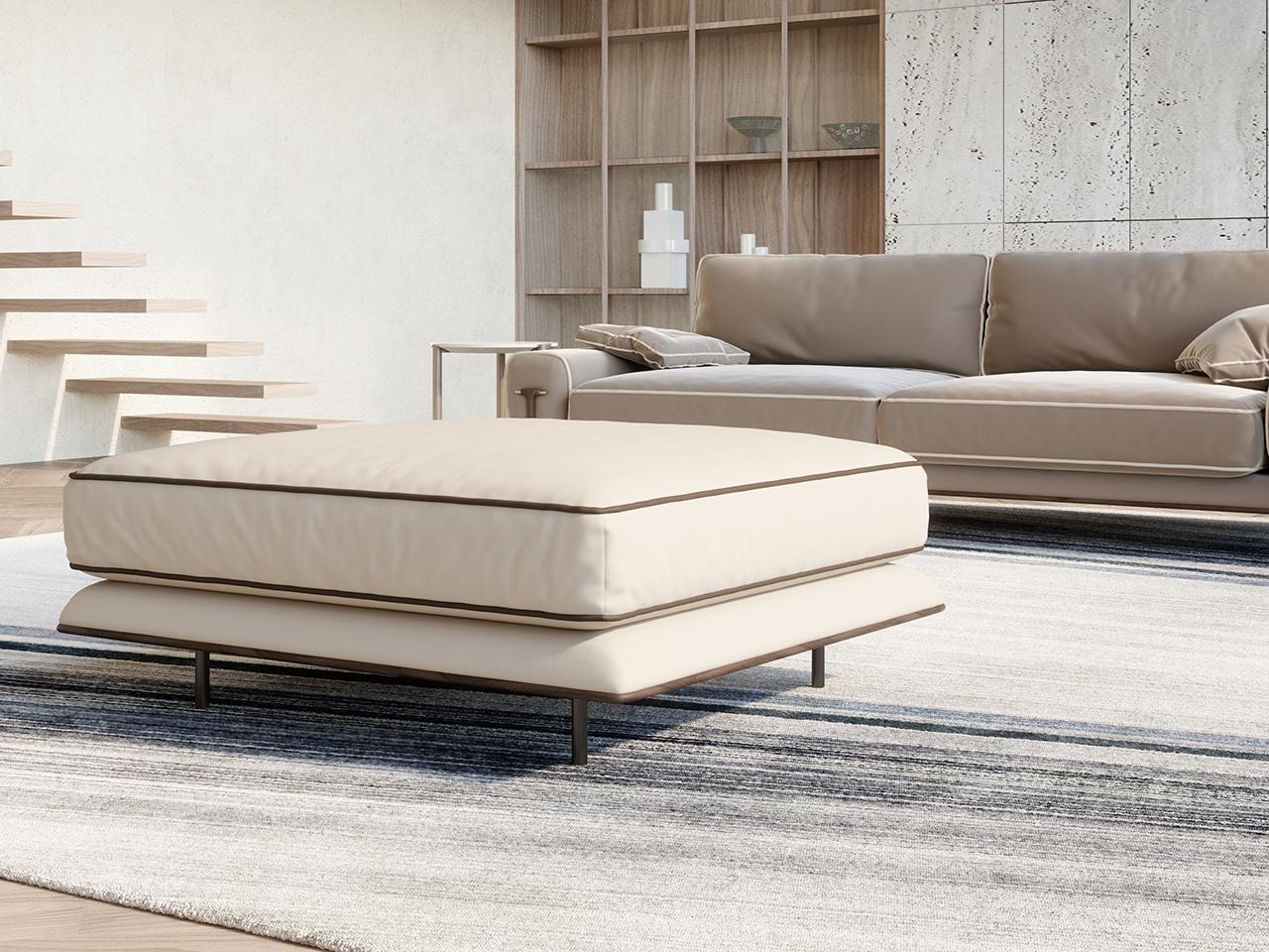 Upholstered rectangular fabric pouf | Blues by Turri