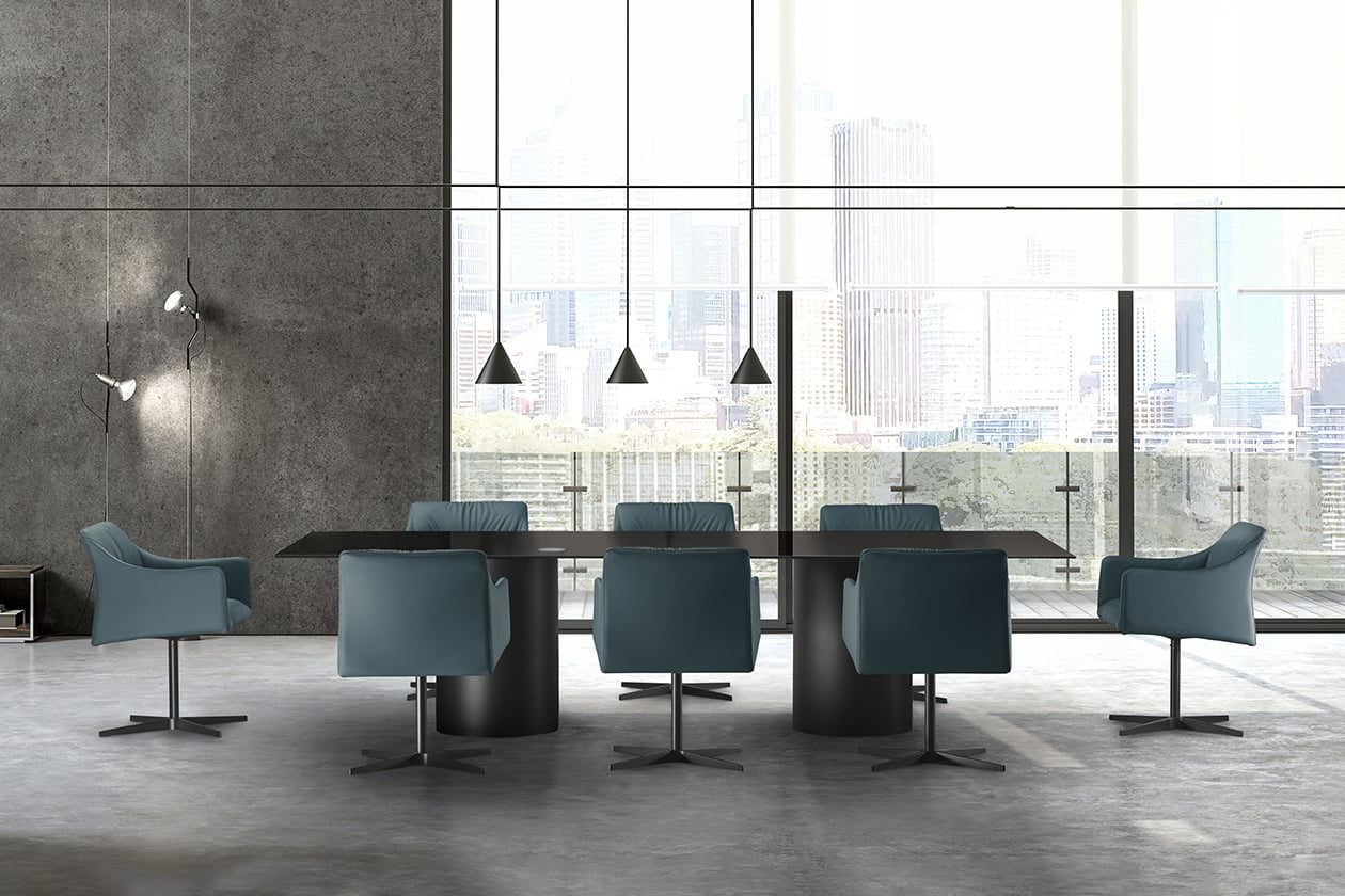 Rectangular ceramic table | Cilindro glass by Eforma