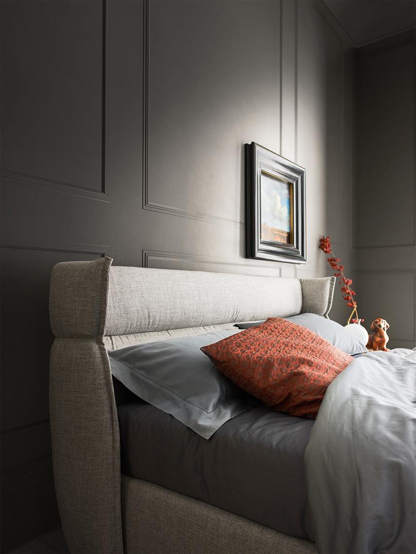 Velvet bed with upholstered headboard | Oregon by ALF Dafre