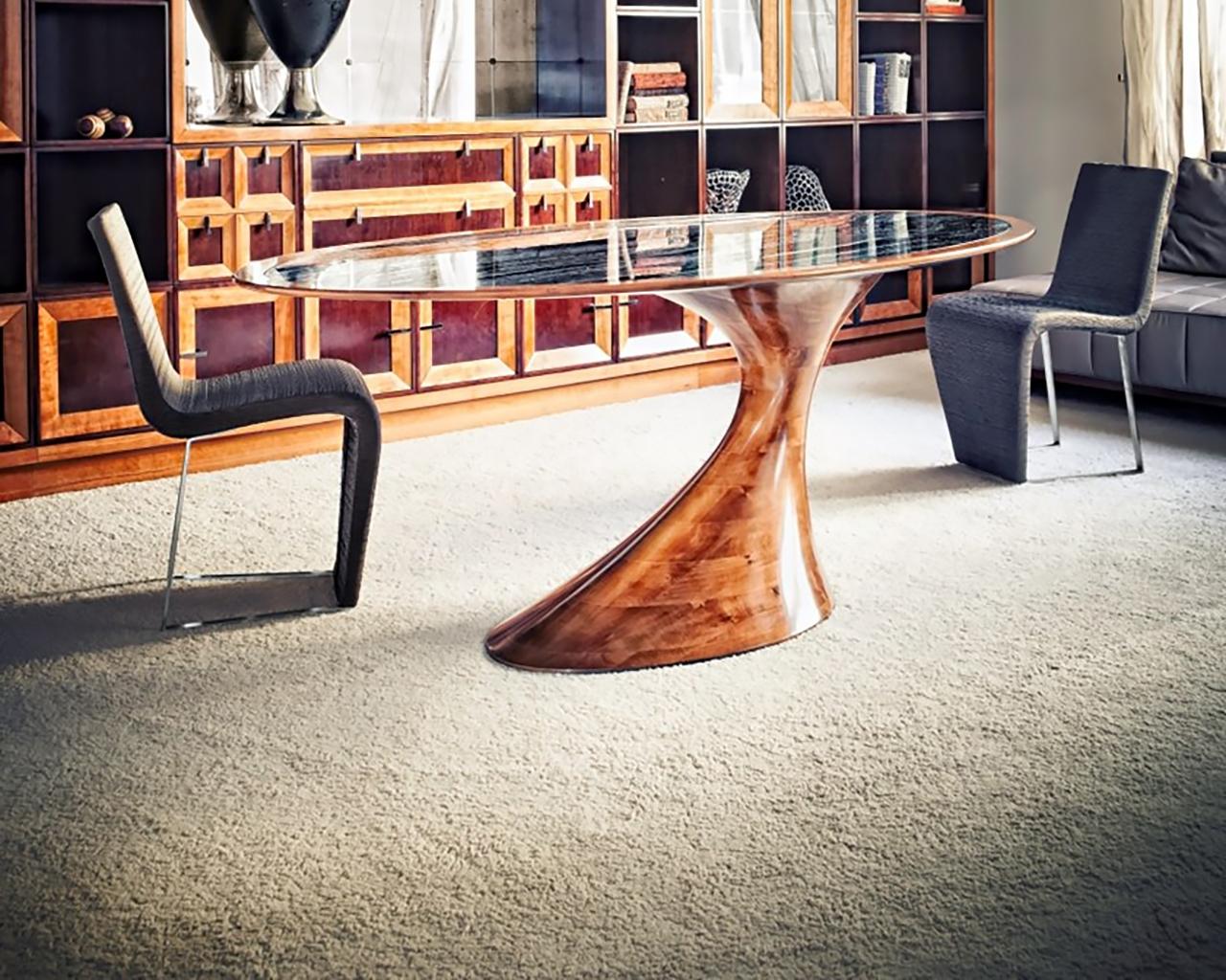 Oval wood table | C 1412 by Annibale Colombo