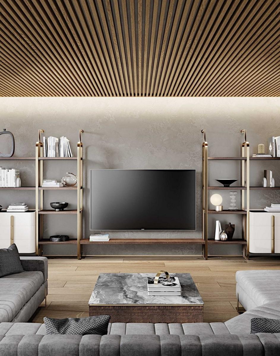 Low wooden and marble coffee table | Grand Q by Capital Collection