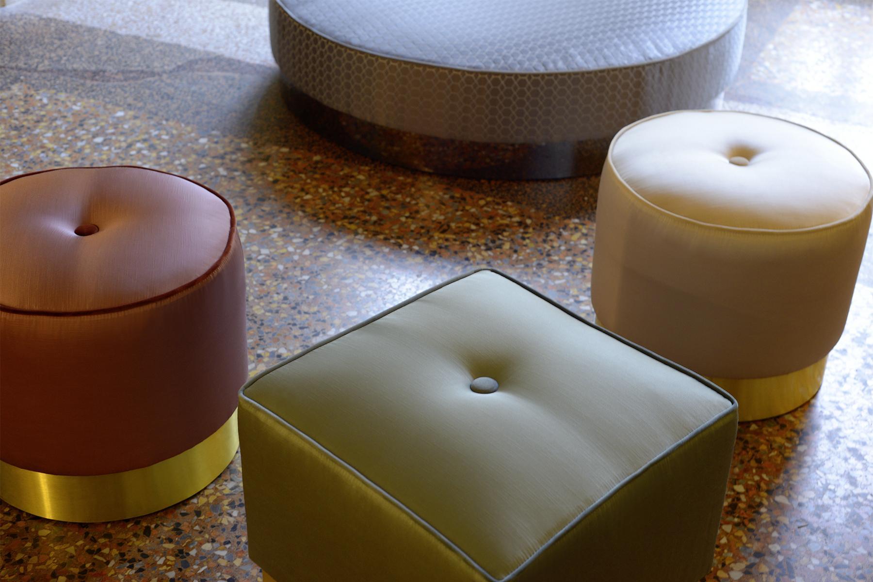 Upholstered square fabric pouf | Eos by Domingo salotti