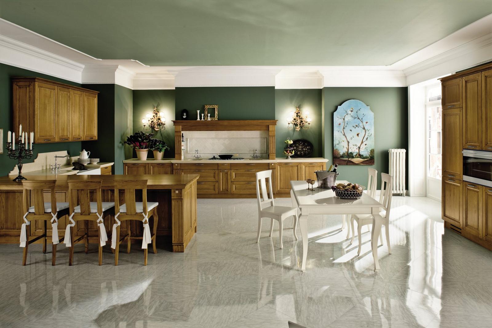 Wood kitchen with handles Old Line Queen