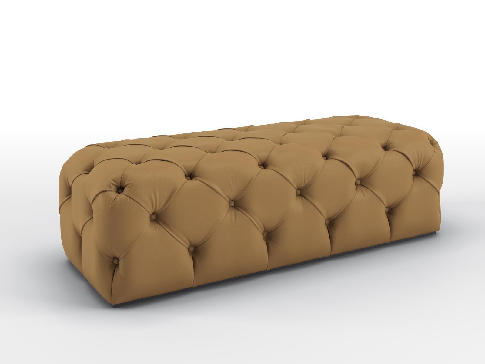 Tufted upholstered leather pouf | Adam by Bruno Zampa