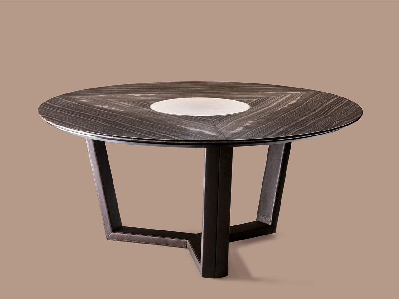 Round marble table with Lazy Susan | B140 by Borzalino