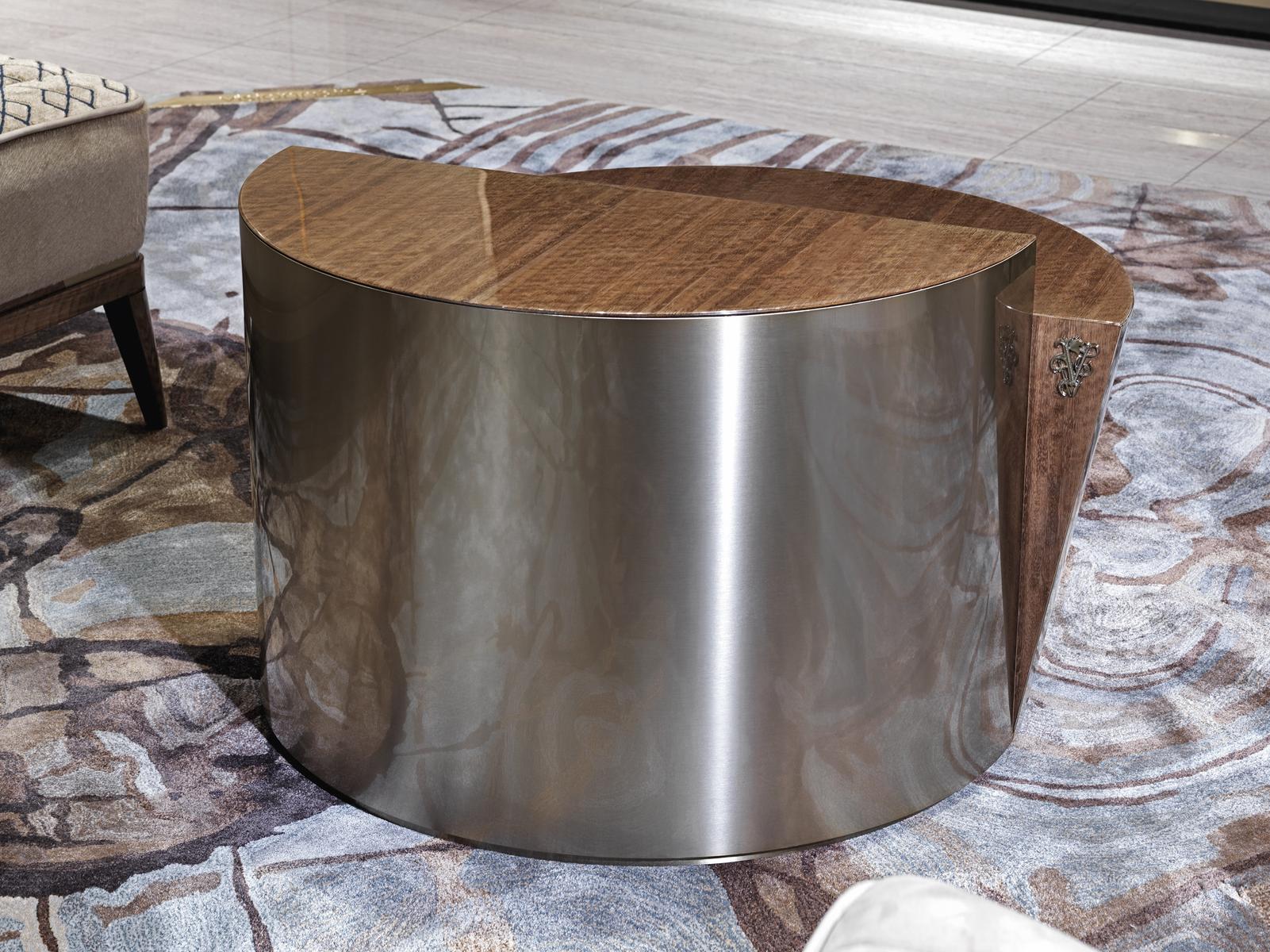 Round steel and wood coffee table | Cyborg by Visionnair