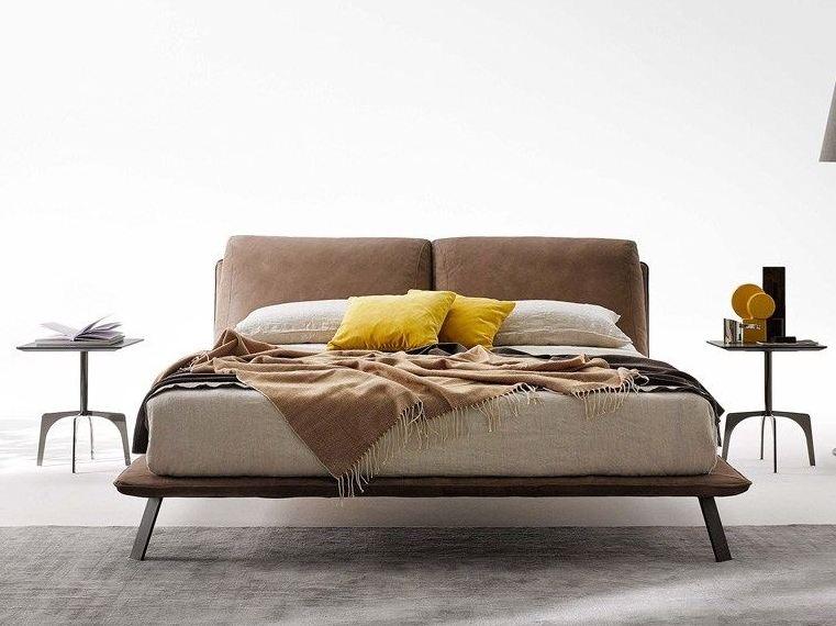 Upholstered leather double bed | Kahana by Ditre Italia