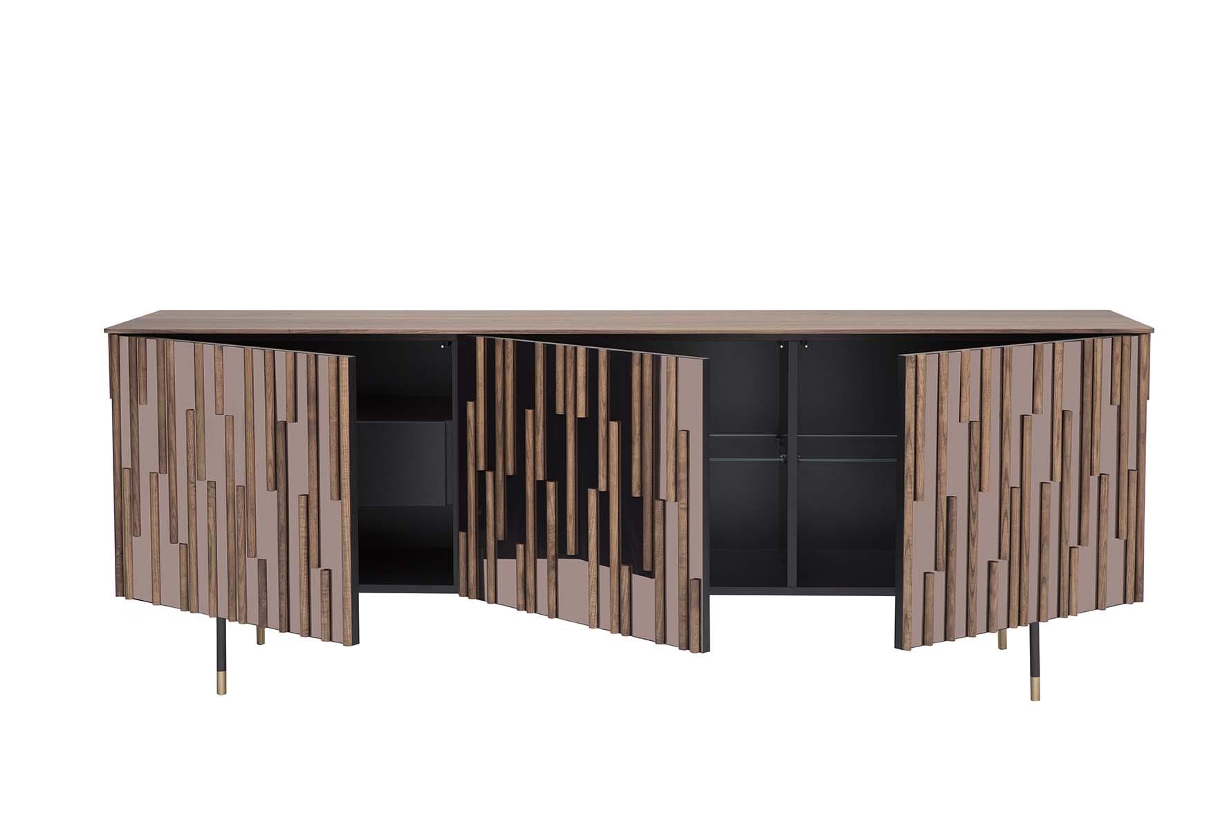 Wood and glass sideboard with doors | Drops by Tonin Casa