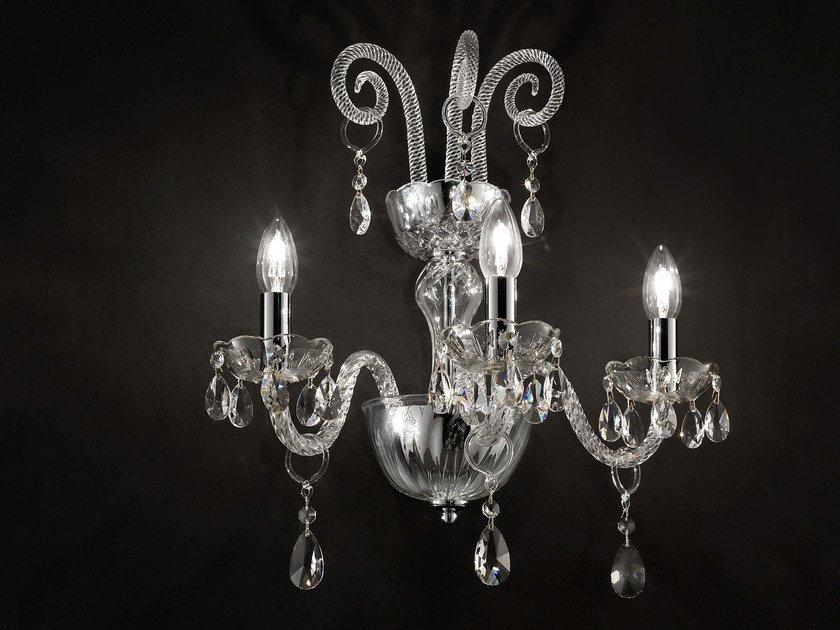 Incandescent blown glass wall light with crystals | Glass Ve 875 A3 by Masiero