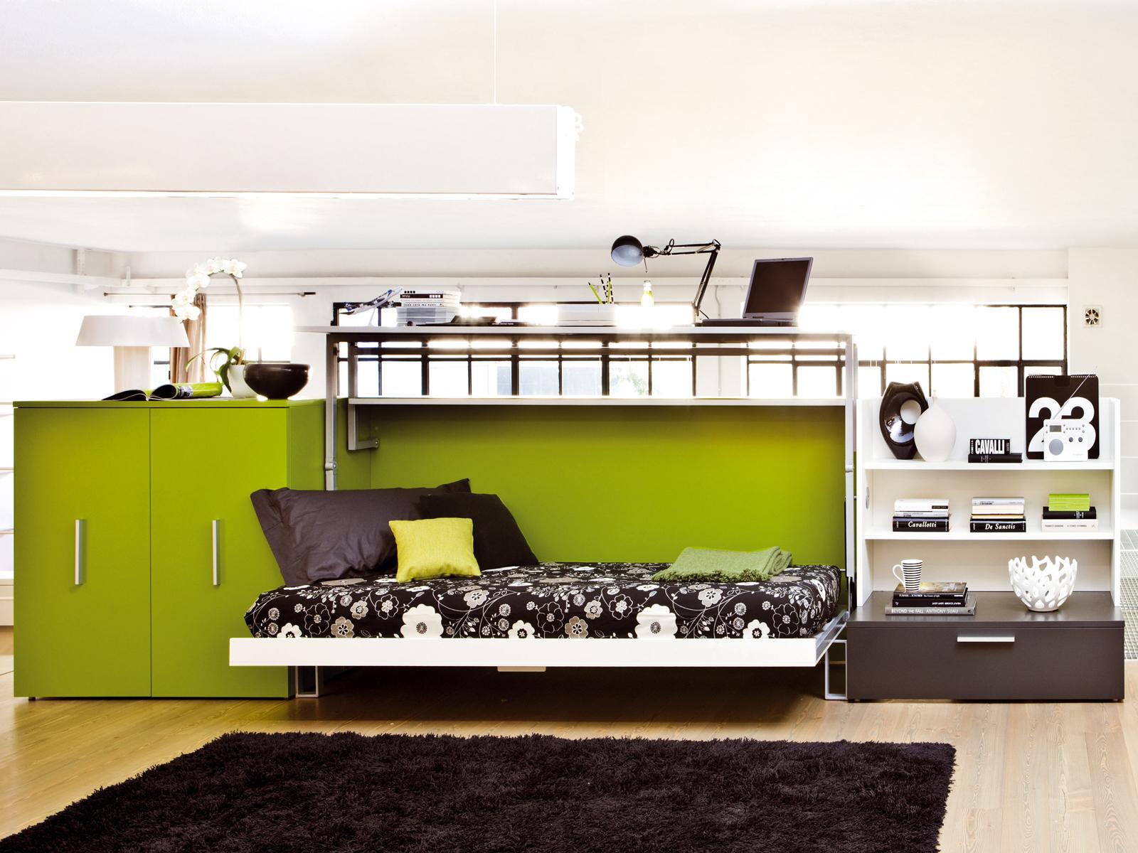 Wooden bedroom set with pull-out bed | Cabrio In by CLEI