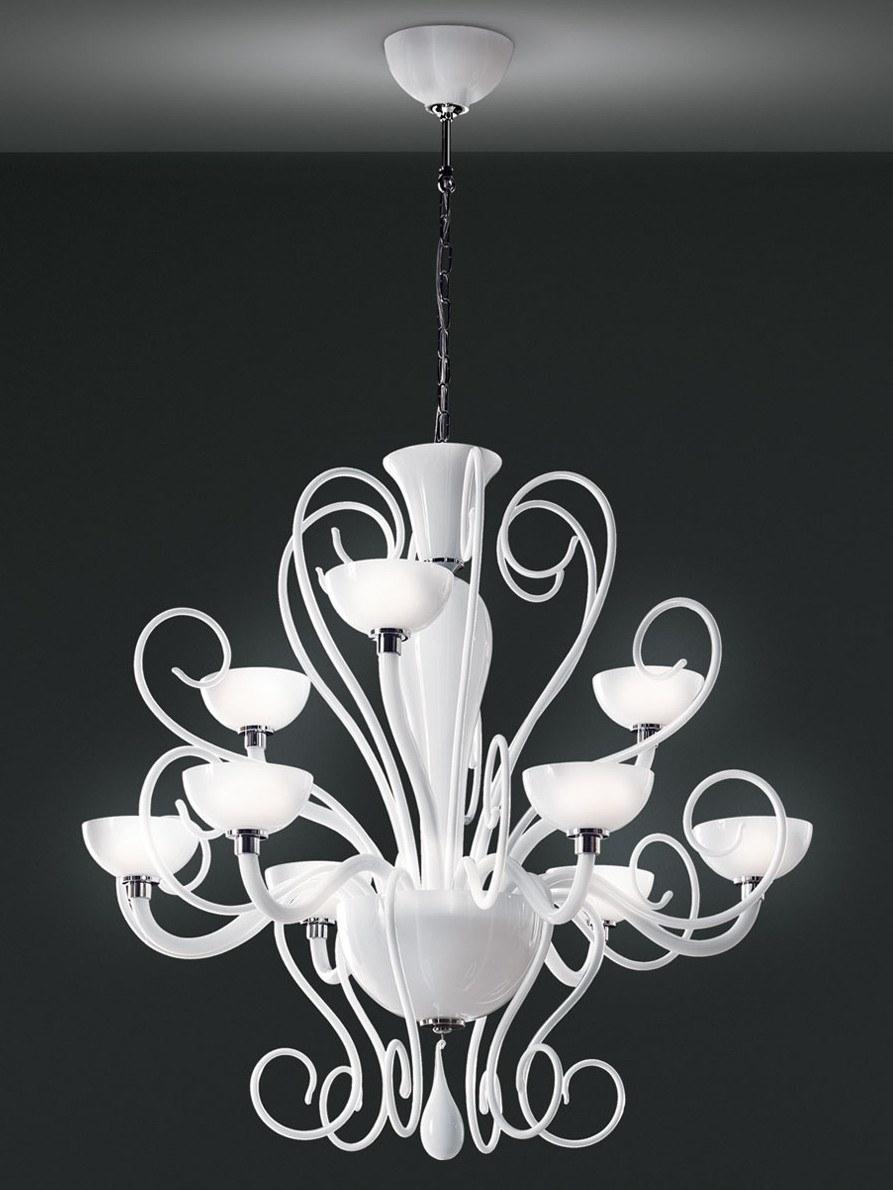LED blown glass chandelier | Bolero L by Leucos