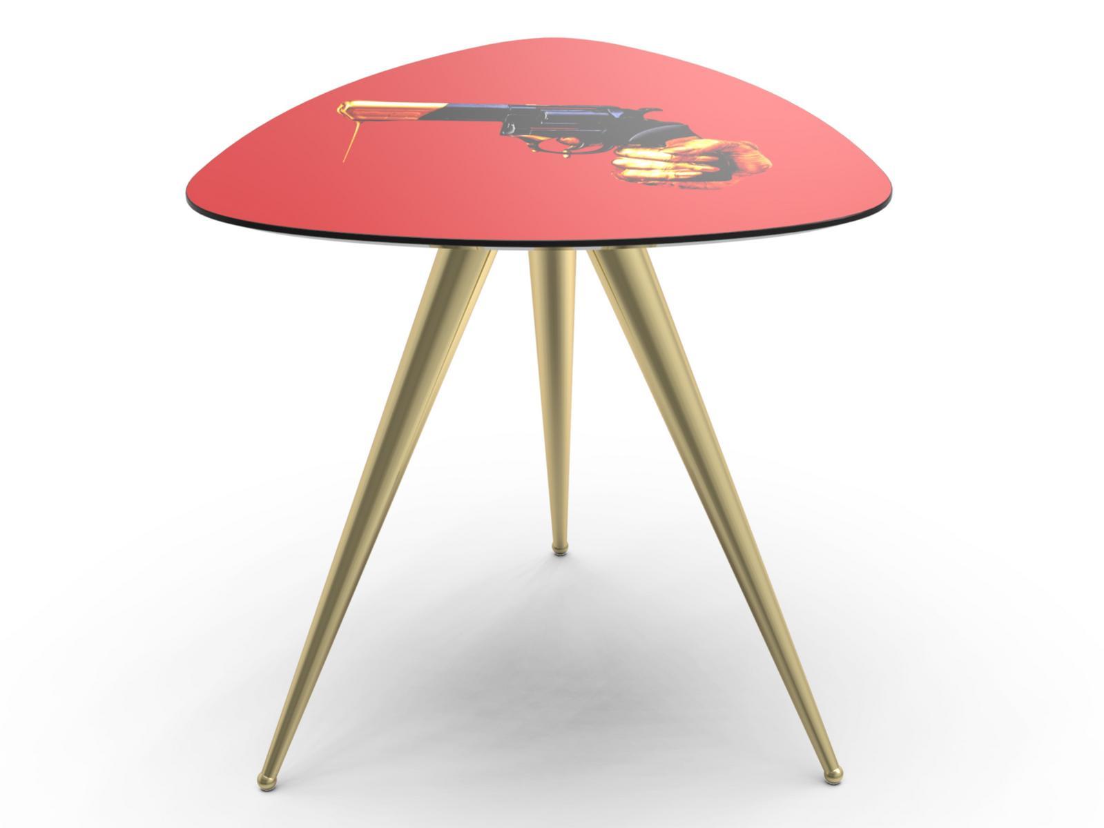 Triangular coffee table with MDF top and metal legs | Revolver by Seletti