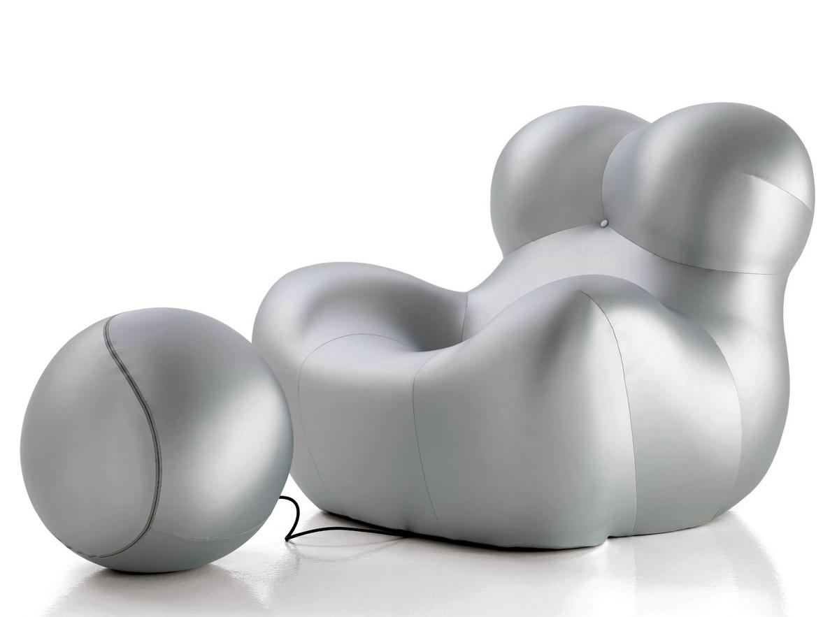 Upholstered fabric armchair with footstool | Serie Up 2000 by B&B Italia