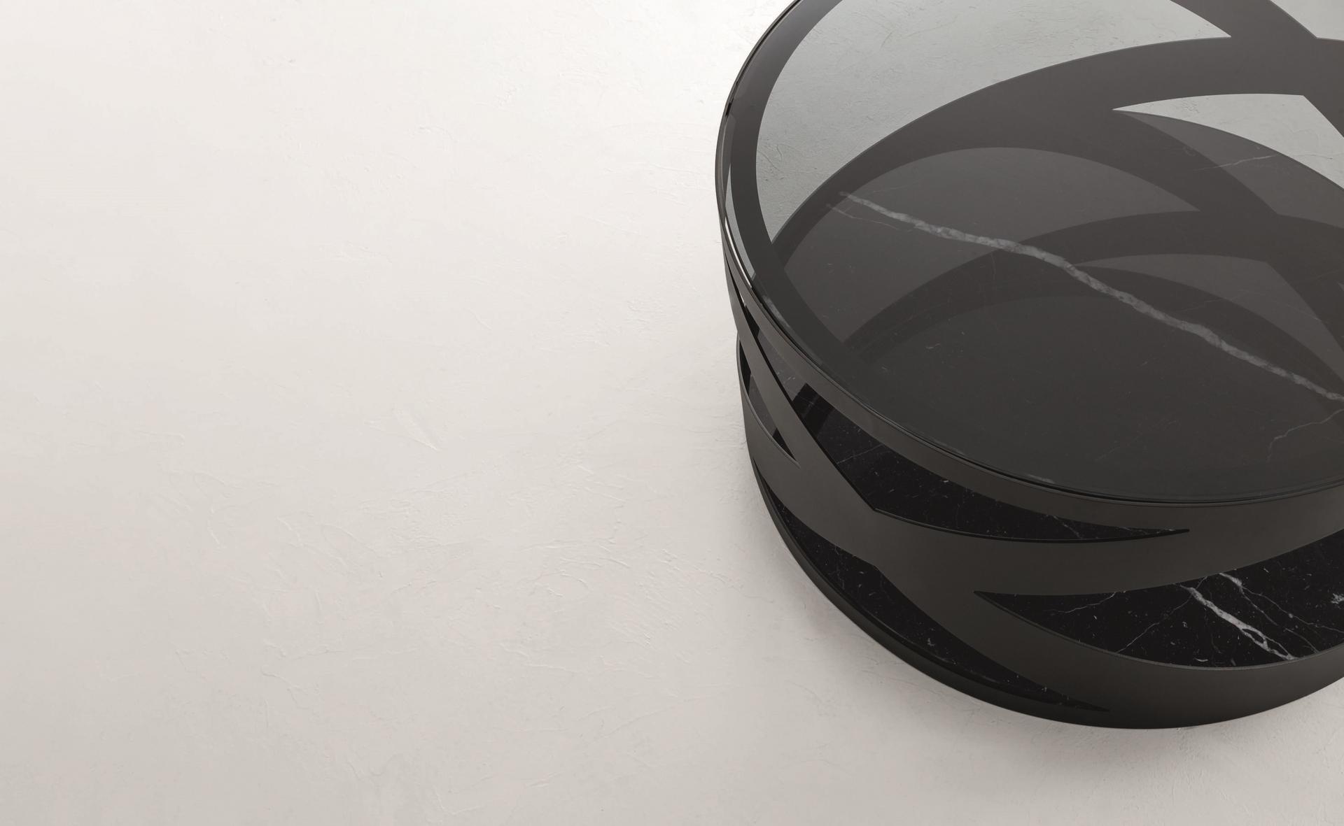 Metal and glass coffee table with marble base | Rimini by Tonin Casa