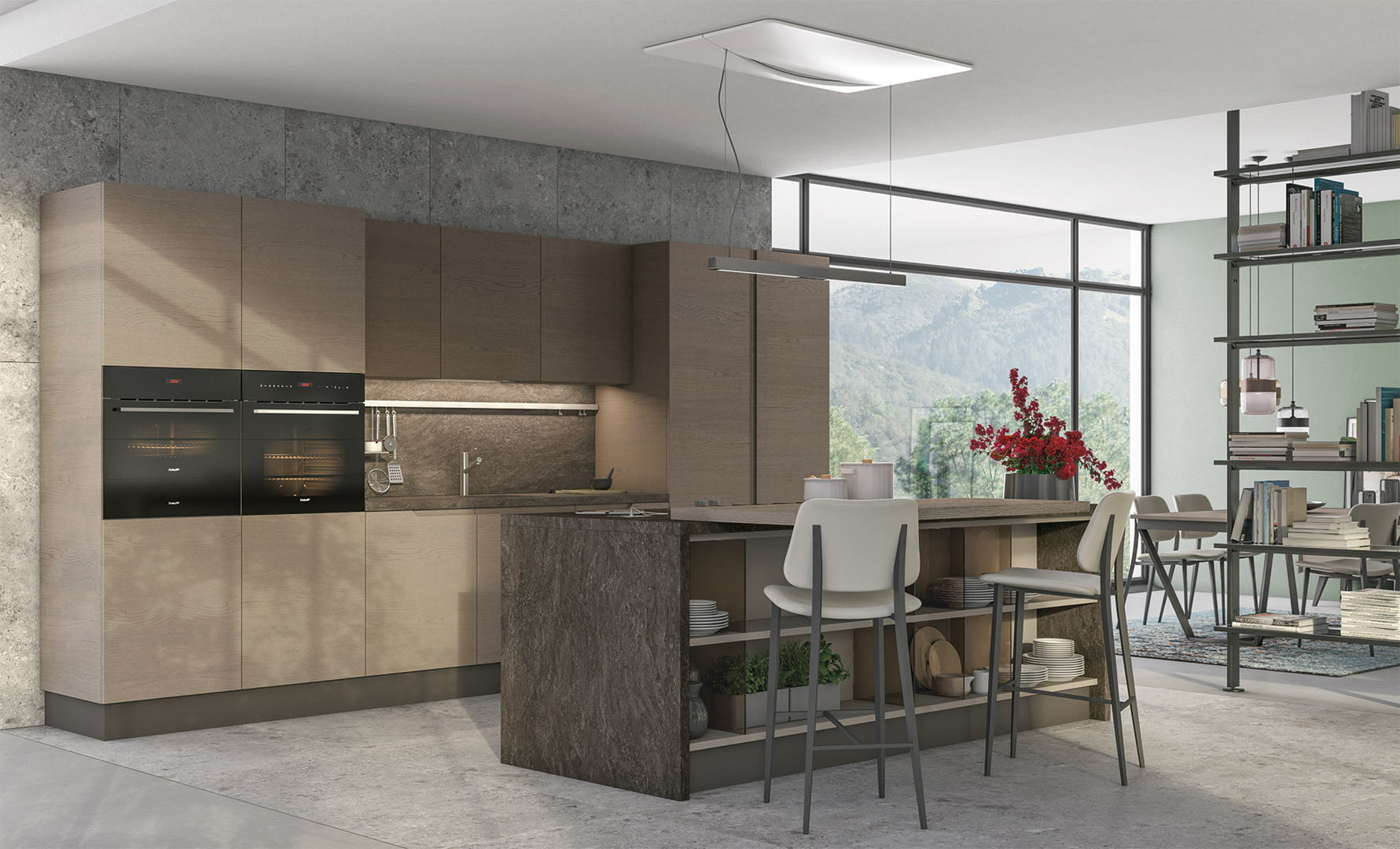 Kitchen with integrated handles Lube Cucine Luna