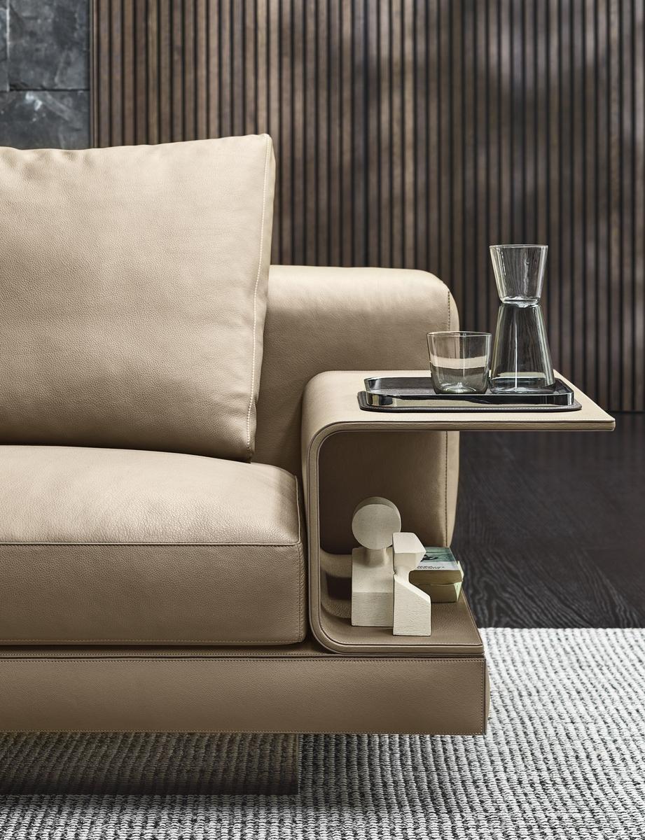 Sectional leather sofa | Connery by Minotti