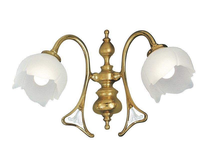 Polish brass wall light with glass | Liberty 1400/a2 by Possoni Illuminazione