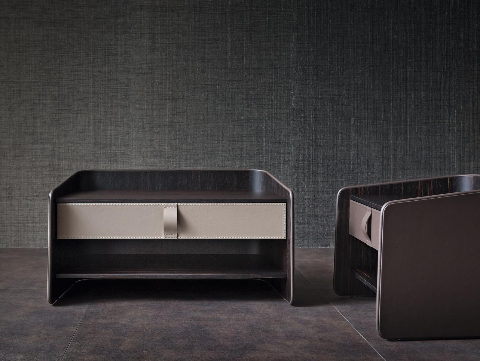 Rectangular leather bedside table | Gentleman by Flou