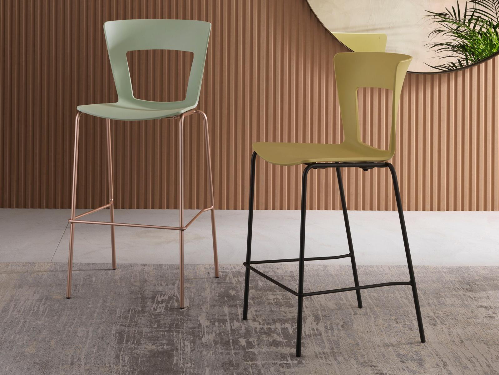 Stackable technopolymer stool with back | Lilia by Riflessi